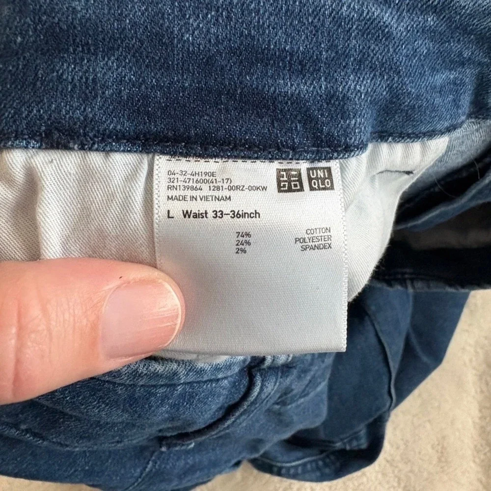 UNIQLO Adjustable Denim Cargo Pants Mens Size L Waist 33-36 In Blue